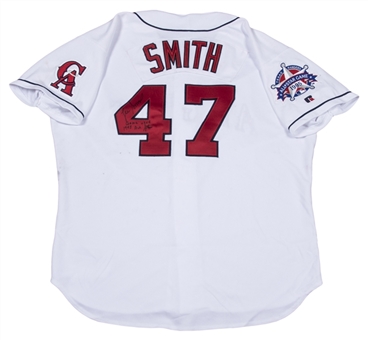 1995 Lee Smith All-Star Game Used, Signed & Inscribed California Angels Home Jersey (Smith LOA)